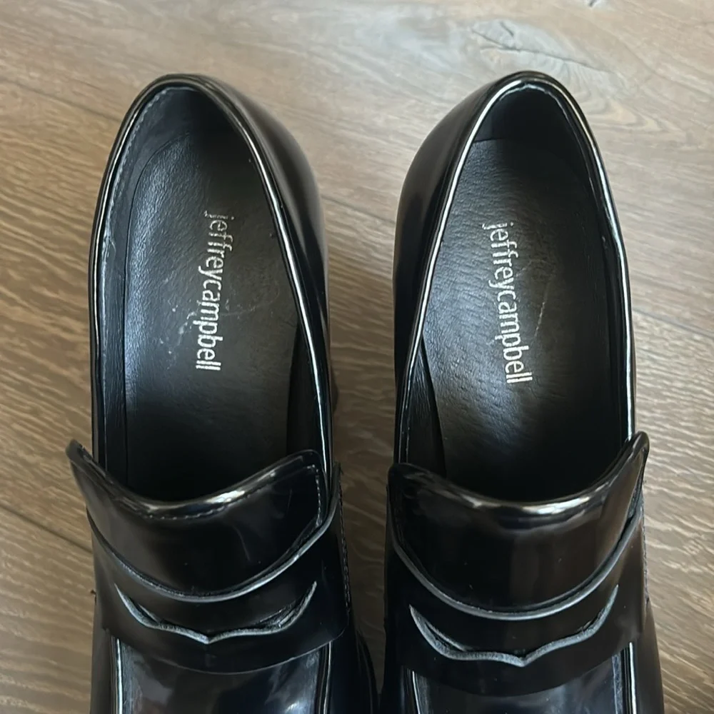 ❌SOLD Black Jeffrey Campbell Patent Loafers Platforms 8 - Picture 9 of 9